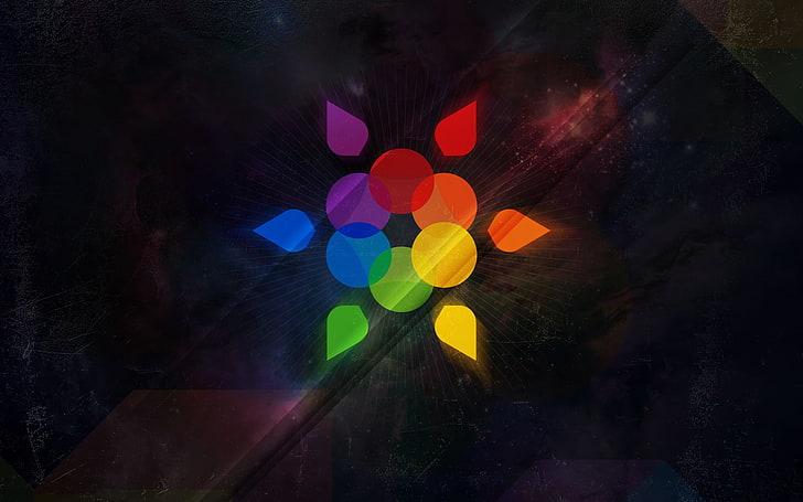 mehrfarbige digitale Tapete, Blume, Regenbogen, Form, bunt, HD-Hintergrundbild