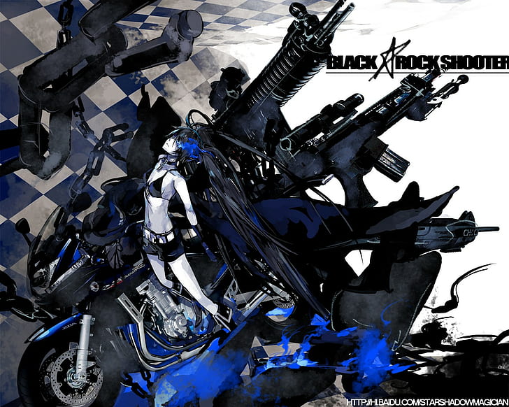Black Rock Shooter, Kuroi Mato, Anime Girls, Hosen, Ketten, Fahrzeug, Motorrad, Anime, HD-Hintergrundbild