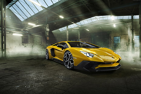 supercar, kuning, Novitec Torado, Lamborghini Aventador LP 750-4 Superveloce, Wallpaper HD HD wallpaper