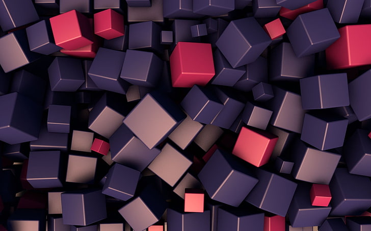 cluster de cubos de cores sortidas, papel de parede digital, cubo, arte digital, resumo, HD papel de parede