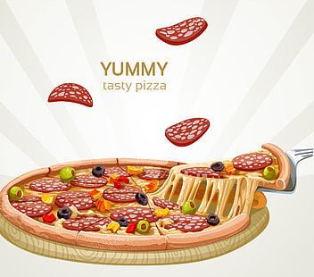 preto, Pizza, pizza italiana, HD papel de parede HD wallpaper