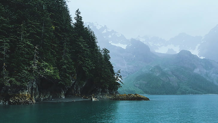 自然、湖、風景、山、 HDデスクトップの壁紙