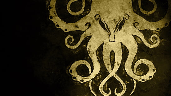 Cthulhu, Cthulu, mörk bakgrund, H. P. Lovecraft, HD tapet HD wallpaper