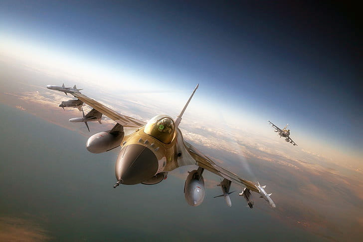 جنرال ديناميكس F-16 Fighting Falcon ، طائرة، خلفية HD