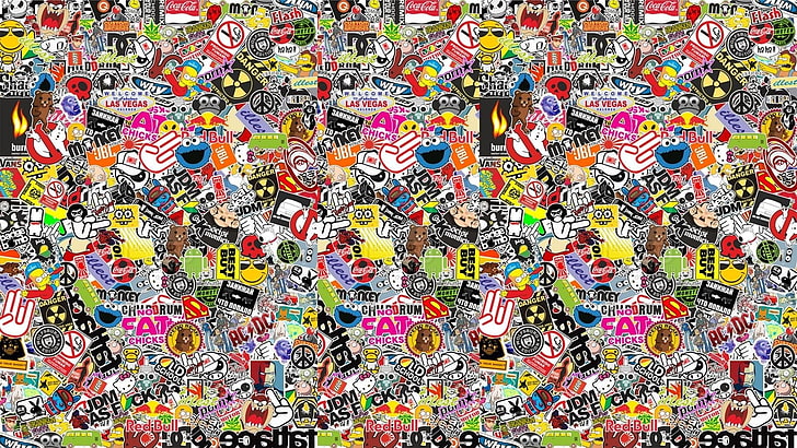 Man Made, Sticker Bomb, Sticker, HD wallpaper