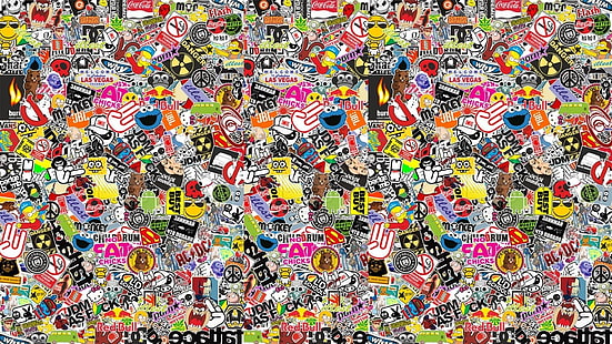 Man Made, Sticker Bomb, สติ๊กเกอร์, วอลล์เปเปอร์ HD HD wallpaper
