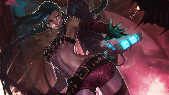 digitale Tapete der weiblichen Figur, Jinx (League of Legends), League of Legends, HD-Hintergrundbild HD wallpaper