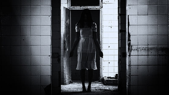 horror, Mystery, spooky, women, ghosts, monochrome, HD wallpaper HD wallpaper