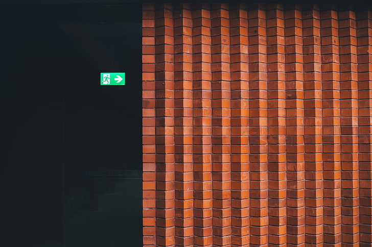 sign, exit, wall, minimalism, HD wallpaper