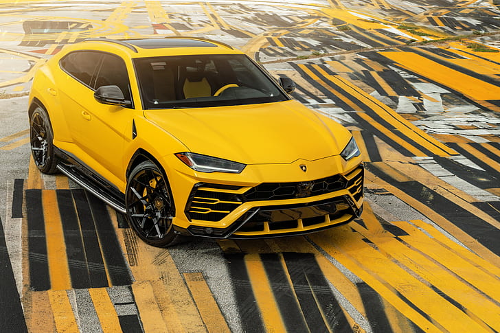 Lamborghini Urus, Yellow, 4K, 8K, HD wallpaper