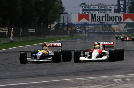 McLaren, Lotus, 1984, Formel 1, 1990, Legend, Ayrton Senna, Nigel Mansell, 1988, 1991, 1994, extremsport, 1988-1993, Toulmin, Williams, 1985-1987, Världsmästare, Maclare, 1991 mexikansk GP, HD tapet HD wallpaper