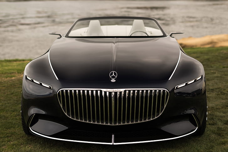 automobile convertibile Mercedes-Benz nera, Vision Mercedes-Maybach 6 Cabriolet, Sfondo HD