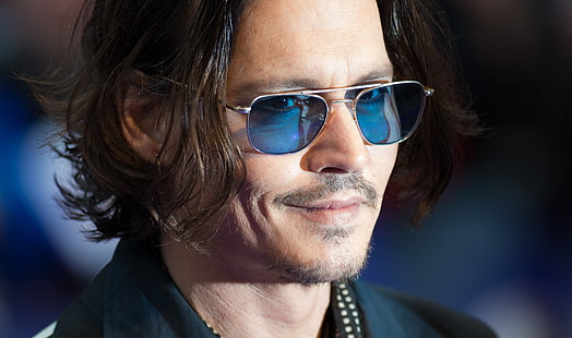 Johnny Depp, Johnny Depp, anteojos, ojos, sonrisa, Fondo de pantalla HD HD wallpaper