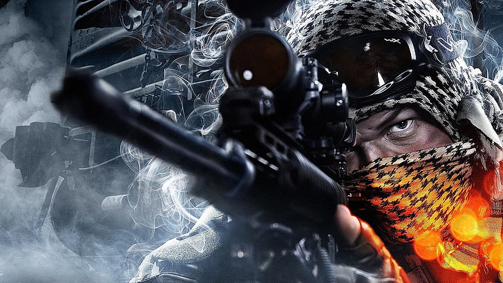 svart rifle scope, Battlefield 3, sniper rifle, Battlefield, videospel, HD tapet