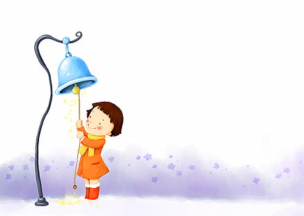 Wintermädchen, Spielen, Klingeln, süßes Kind, koreanisches Kind, HD-Hintergrundbild HD wallpaper