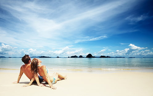 Pasangan di Pantai, orang-orang, cinta, pasangan, Wallpaper HD HD wallpaper