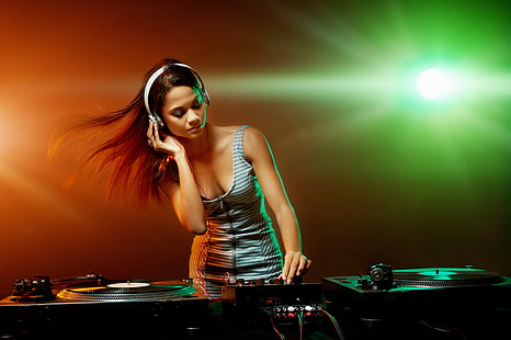 DJ, niña, música, mujer, Fondo de pantalla HD HD wallpaper