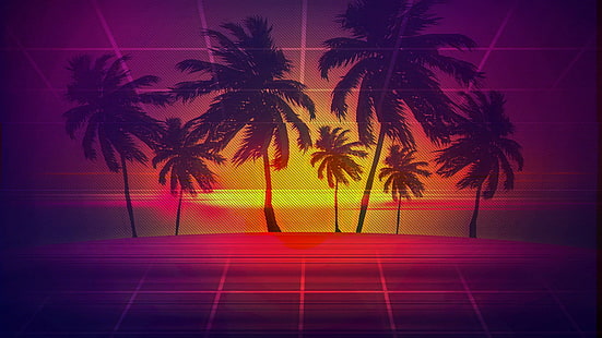 Music, Palm trees, Electronic, Synthpop, Darkwave, Synth, Retrowave, Synth-pop, Synthwave, Synth pop, HD wallpaper HD wallpaper