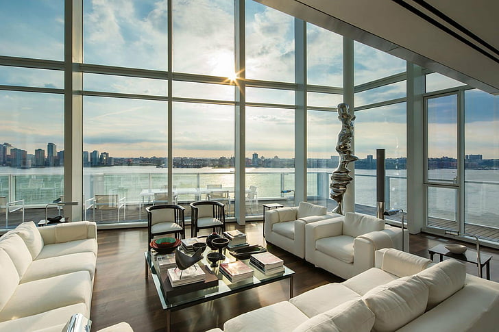 Man Made, Room, New York, Penthouse, White, Window, HD wallpaper