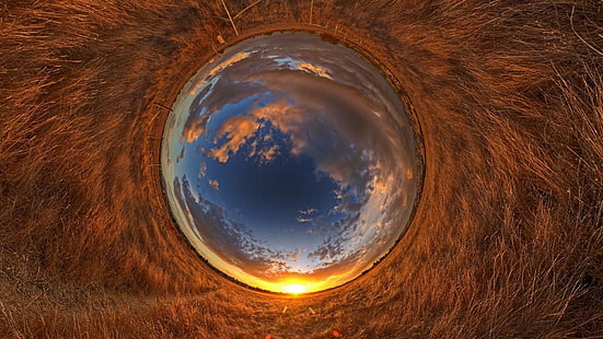 360, ефект, панорами, фотография, поле, небе, природа, HD тапет HD wallpaper