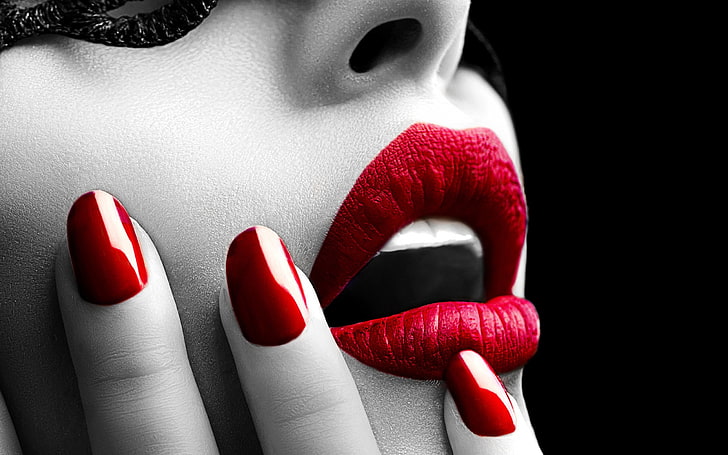 Kecantikan bibir dan kuku merah 2017 Wallpa .., Wallpaper HD