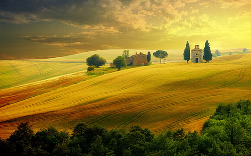 hills, Italy, field, Tuscany, 5k, HD wallpaper HD wallpaper