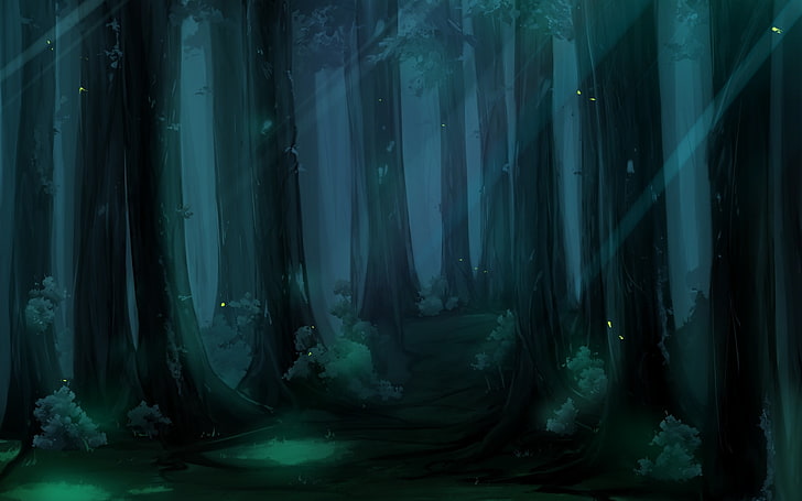 illustrazione della foresta, disegno, foresta, natura, opera d'arte, fantasy art, Sfondo HD