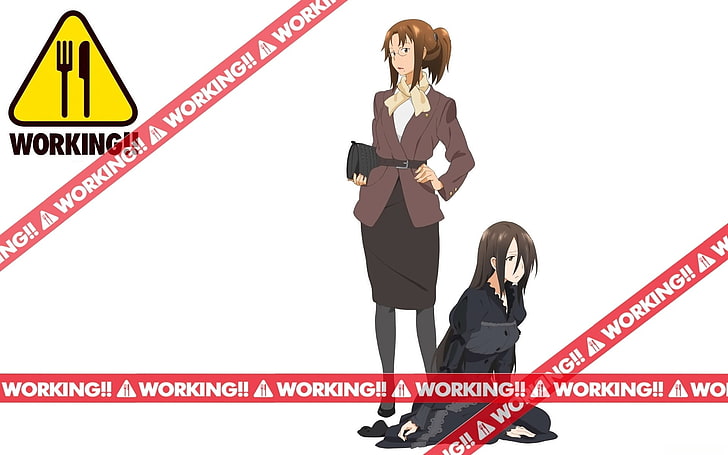 Kerja!!ilustrasi anime, bekerja, perempuan, berpose, Wallpaper HD