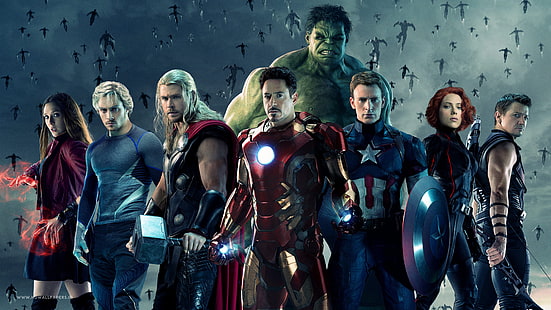 Мстители: Эра Альтрона, Кинематографическая вселенная Marvel, Халк, Капитан Америка, Мстители, HD обои HD wallpaper