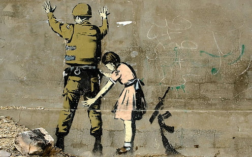 crianças, Banksy, grafite, HD papel de parede HD wallpaper