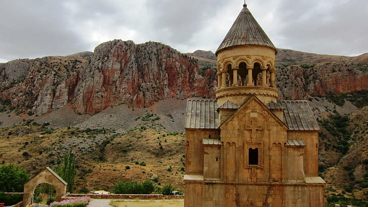 Noravank Monastery In Armenia, cliffs, bell tower, canyon, monastery, nature and landscapes, HD wallpaper