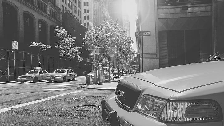 taksi, jalan, lalu lintas, kota, Wallpaper HD