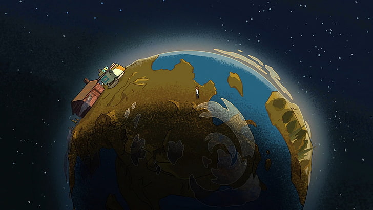 illustrazione del pianeta terra, Rick and Morty, nuotata per adulti, cartone animato, Morty Smith, Sfondo HD
