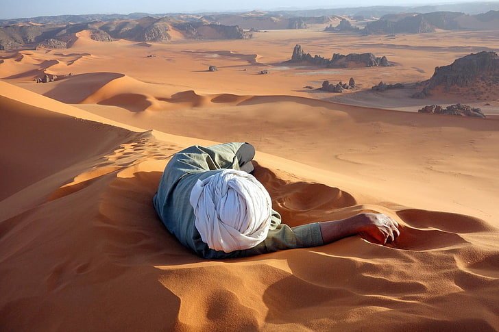 graues langärmliges Top, Natur, Wüste, Landschaft, Menschen, HD-Hintergrundbild