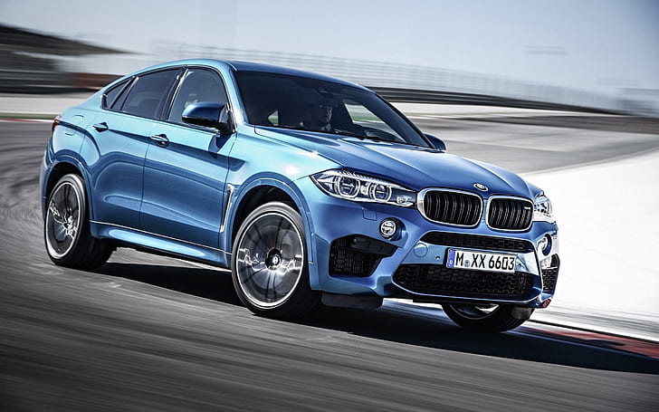 2015 BMW X6 M, blå BMW sedan, 2015, bilar, HD tapet