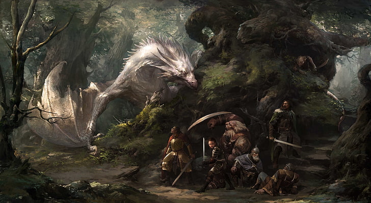 white dragon digital wallpaper, fantasy art, artwork, Wyvern, HD wallpaper