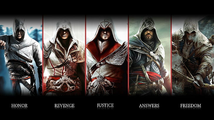 Assassins Creed Video Game HD, assassins creed, personaggi, poster, videogiochi, Sfondo HD