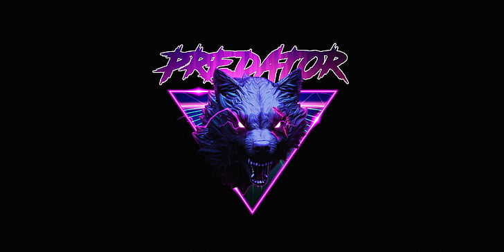 simple background, neon, synthwave, artwork, triangle, minimalism, HD wallpaper