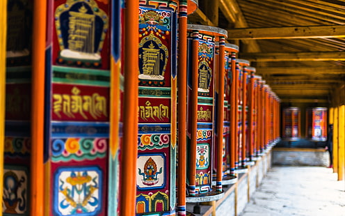 Тибетский Тибетский Буддийский Храм Пейзаж, HD обои HD wallpaper