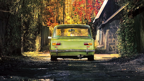 классический зеленый автомобиль, LADA, ВАЗ, Лада 2101, ВАЗ 2101, русские автомобили, авто, старая машина, HD обои HD wallpaper