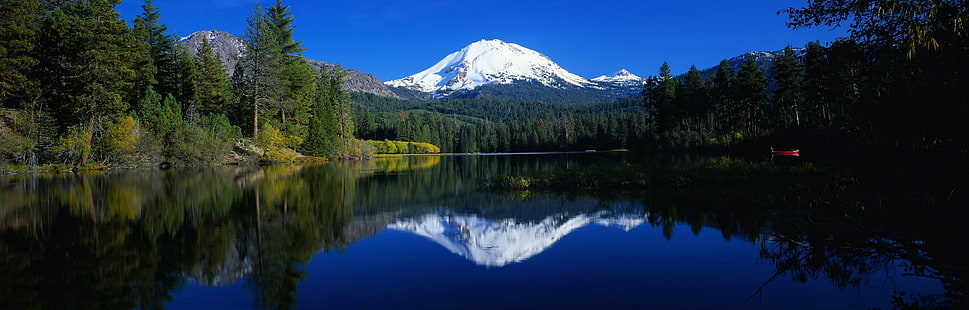 paisaje, lago, reflejo, montañas, bosque, árboles, Fondo de pantalla HD HD wallpaper