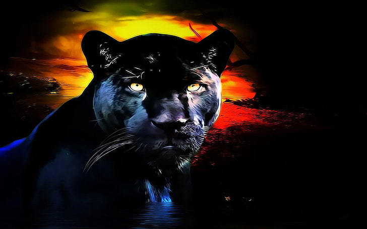 panther digital wallpaper, Cats, Black Panther, Animal, Black, Cat, Panther, HD wallpaper
