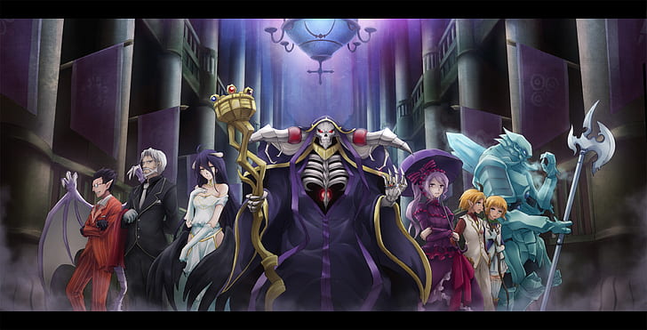 Anime, Overlord, Ainz Ooal Gown, Albedo (Overlord), Aura Bella Fiora, Cocytus (Overlord), Demiurge (Overlord), Mare Bello Fiore, Overlord (Anime), Sebas Tian, Shalltear Bloodfallen, HD wallpaper