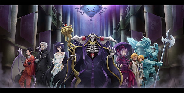 Anime, Overlord, Ainz Ooal Gown, Albedo (Overlord), Aura Bella Fiora, Cocytus (Overlord), Demiurg (Overlord), Mare Bello Fiore, Overlord (Anime), Sebas Tian, ​​Shalltear Bloodfallen, Tapety HD HD wallpaper