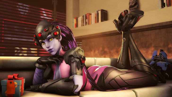 ilustrasi wanita berambut ungu, Overwatch Anniversary, Widowmaker (Overwatch), Wallpaper HD