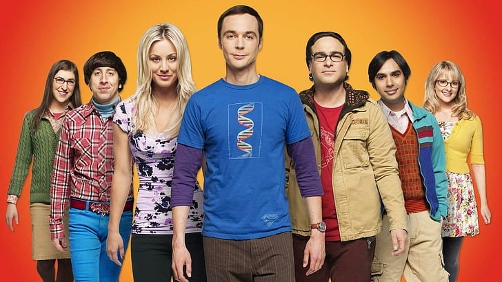 The Big Bang Theory, foto in piedi per sette persone, spettacoli televisivi, 1920x1080, teoria del big bang, Sfondo HD