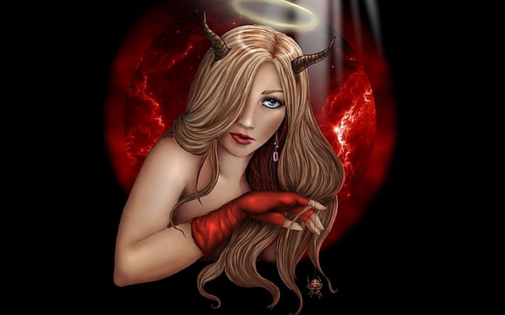Setan HD, karakter wanita, fantasi, setan, Wallpaper HD
