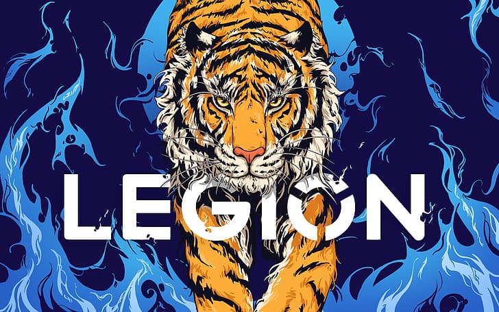 Legion, Legion 5, Lenovo, 게임용 노트북, 호랑이, 삽화, HD 배경 화면