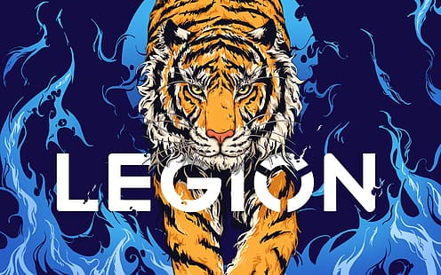 Legion, Legion 5, Lenovo, computadora portátil para juegos, tigre, obras de arte, Fondo de pantalla HD HD wallpaper
