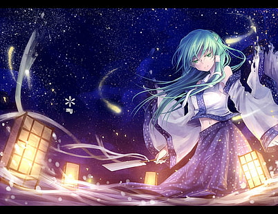 Anime, Touhou, cheveux verts, Sanae Kochiya, jeune fille du sanctuaire, Fond d'écran HD HD wallpaper